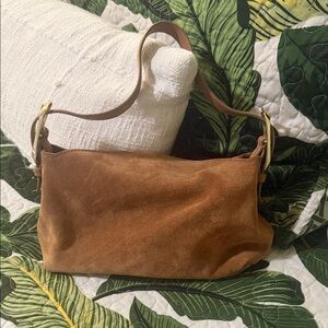 J. Crew Suede Shoulder Bag in Cognac Brown